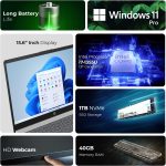 ⁦HP لابتوب للاعمال بشاشة 15.6 انش ومعالج انتل i7-1355U الجيل 13 وبطاقة عرض مرئي ايريس اكس وذاكرة RAM DDR4 40GB وSSD 1TB وويندوز 11 برو وكاميرا ويب HD 720p (يتضمن حامل لابتوب الموجة الاولى + ماوس + مضاد⁩ - الصورة ⁦3⁩