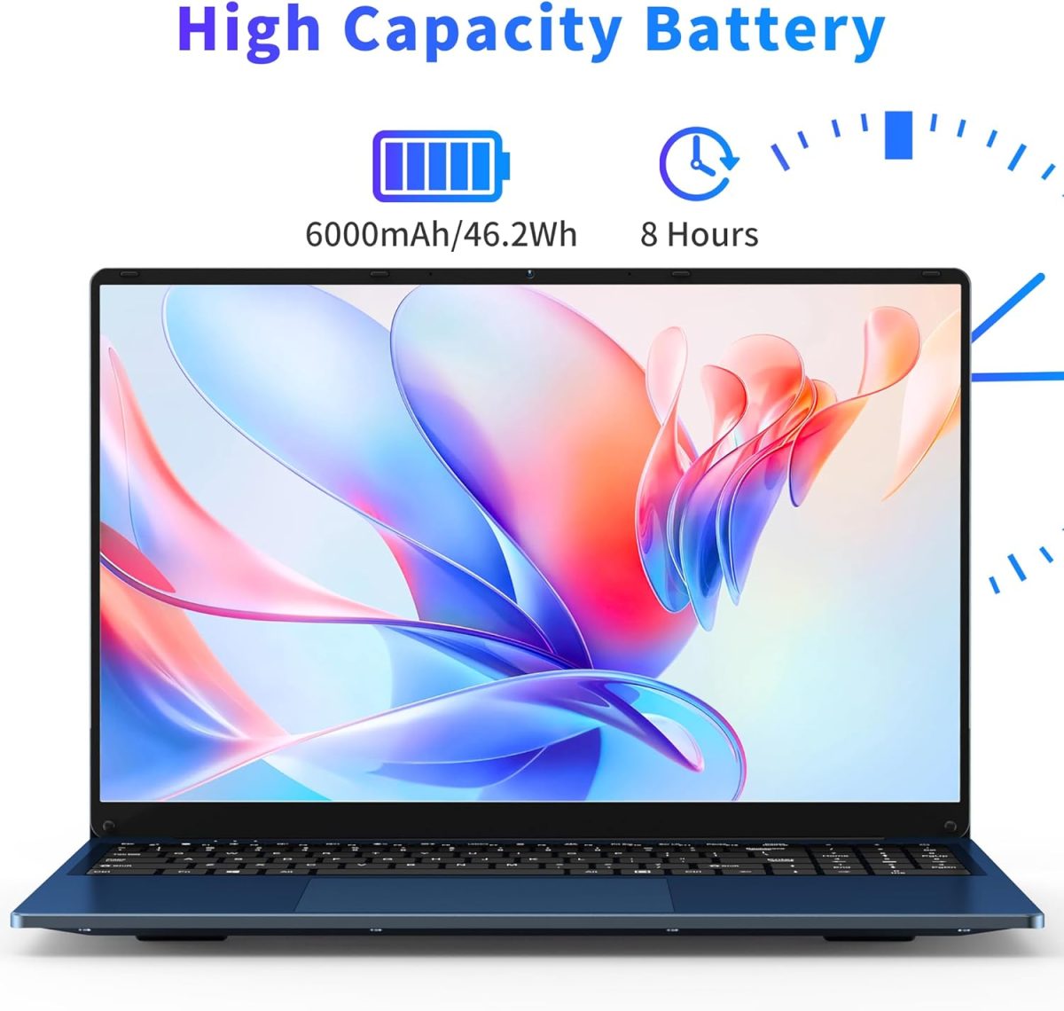 ⁦لابتوب العاب 16 انش 2025، 16GB RAM 1TB SSD، معالج N150 (حتى 3.6GHz)، FHD 1920×1200، فتح 180 درجة، اضاءة خلفية، BT4 WIFI5، ويندوز 11 برو، 6000mAh/46.2Wh، كحلي⁩ - الصورة ⁦7⁩