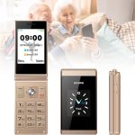 هواتف محمولة اساسية لكبار السن والاطفال من وينجوي، هواتف غبية غير مقفلة بدون انترنت - مع ازرار كبيرة، MP3، MP4، كاميرا، مصباح يدوي، اس او اس، ذهبي