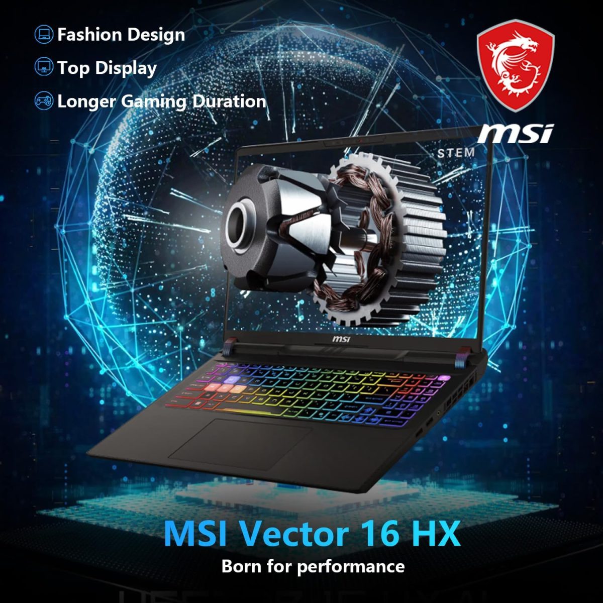 ⁦MSI لابتوب العاب فيكتور 16 HX RTX 5080 16 انش QHD+ 240Hz الترا 9 275HX (افضل من i9-14900HX)، انفيديا جيفورس RTX 5080 AI برو، 64GB DDR5، 4TB SSD، اضاءة خلفية RGB، حزمة مع مبرد قابل للطي⁩ - الصورة ⁦2⁩