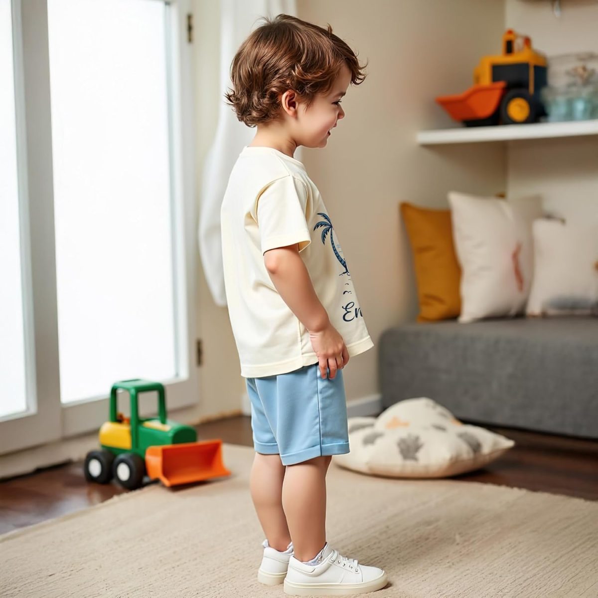 ⁦طقم ملابس صيفية للاولاد مكون من تي شيرت وشورت من زولينوفا، ملابس اطفال اولاد، تصميم الفضاء والديناصورات، 4-7 سنوات⁩ - الصورة ⁦6⁩