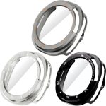 جراب واقي للشاشة لساعة سامسونج جالاكسي 8 كلاسيك من 3 قطع، ممتص للصدمات من البولي كربونات الصلب/ طبقة واقية من الزجاج المقسى HD مضاد للخدش، مجموعة غطاء الوجه، جراب ساعة جالكسي 8 كلاسيك للنساء والرجال