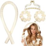 بريميفي اداة تجعيد الشعر بدون حرارة للشعر المتوسط والطويل - اداة تجعيد الشعر، شريط راس لتجعيد الشعر الحريري الحراري، ربطات شعر ومشبك للشعر - قضيب تمويج الشعر، شريط دوار للشعر للحرف اليدوية، ادوات