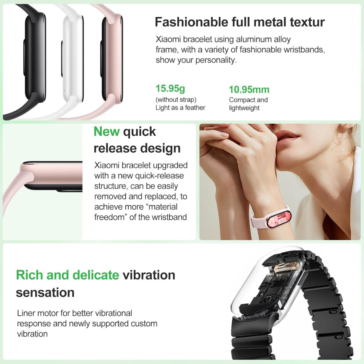 ⁦Xiaomi Smart Band 10-1.72 AMOLED Display with 1500 Nits, Sleep and Heart Rate Monitor, 5ATM Waterproof, 21 Days Battery Life, 60 Hz Refresh Frequency, 150+ Modes⁩ - الصورة ⁦4⁩