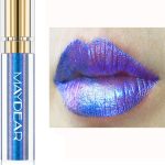 ماي دير احمر شفاه من كاميليون، احمر شفاه ازرق عالي الاصطباغ للنساء، ملمع شفاه ميتاليك لامع، احمر شفاه متعدد الالوان بتغطية كاملة، مكياج شفاه قوس قزح يدوم طويلا، ازرق سيان (03)