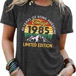 اس اكس كيه اي اكس ار قمصان هدايا عيد الميلاد الأربعين للنساء، قمصان عتيقة 1985 لحفلات عيد الميلاد، قميص كاجوال بأكمام قصيرة