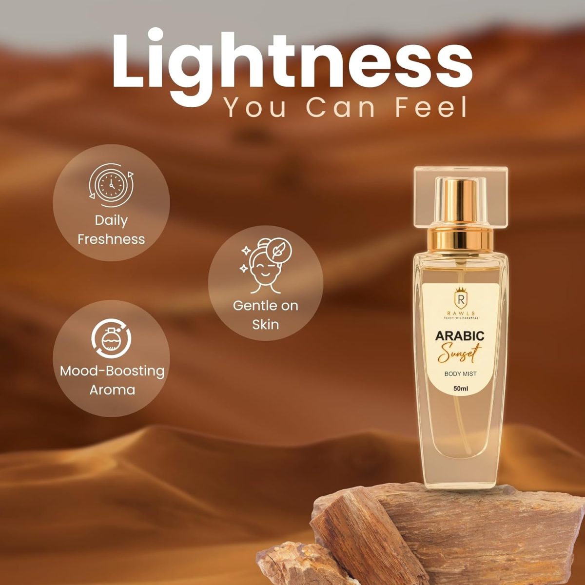 ⁦بخاخ جسم عربي للنساء من رولز - بخاخ عطر شرقي يدوم طويلا مع الياسمين وخشب الصندل - بخاخ عطر لانتعاش يومي - 50 مل⁩ - الصورة ⁦4⁩