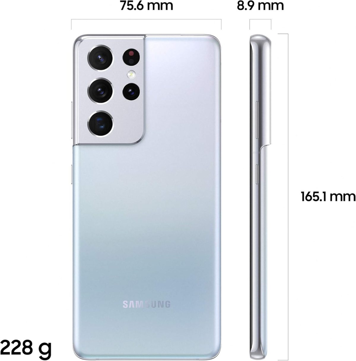 ⁦سامسونج جالكسي اس 21 الترا (5G SM-G998B/DS 512GB ذاكرة RAM 16GB، لون فضي فانتوم)⁩ - الصورة ⁦6⁩