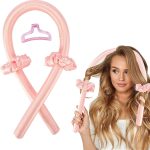 ⁦اداة تجعيد الشعر بدون حرارة مع زجاجة رذاذ. شريط راس لتمويج الشعر بدون حرارة، ادوات تصفيف الشعر للشعر الطويل والمتوسط للنساء، ناعمة ولامعة (زهري) من الساتان لتجعيد الشعر بدون حرارة⁩ - الصورة ⁦7⁩