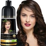 هيربيش شامبو تلوين الشعر للشعر الرمادي - شامبو صبغ الشعر السحري - تلوين الشعر في دقائق - يدوم طويلا - 500 مل - صبغة شعر 3 في 1 - خال من الامونيا | هيربيش (بني داكن)