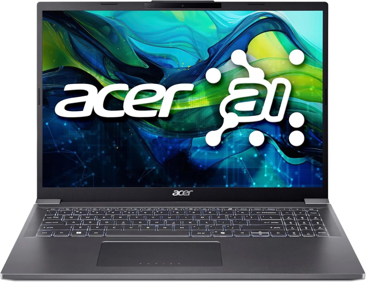ايسر لابتوب اسباير 16 ايه اي ريدي | شاشة 16 انش WUXGA 1920×1200 IPS | معالج انتل كور الترا 7 155U | رسومات انتل | 32GB LPDDR5X | 1TB جيل 4 SSD | واي فاي 6E | ويندوز 11 هوم | A16-71M-767Z