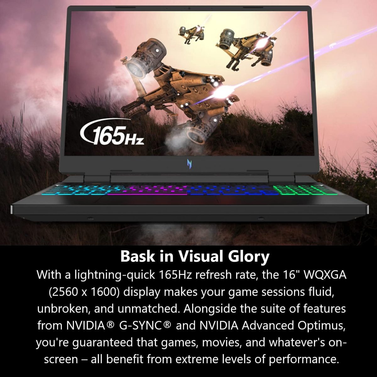 ⁦ايسر لابتوب العاب نيترو 16 بمعالج AMD رايزن 9 7940HS ثماني النواة وبطاقة رسومات انفيديا جيفورس RTX 4070 وشاشة 16 انش WQXGA 165Hz IPS و16GB DDR5 و1TB جيل 4 SSD وواي فاي 6E وكيبورد باضاءة خلفية RGB AN16⁩ - الصورة ⁦3⁩