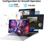 ⁦لابتوب انبكوير 2025 الاحدث ويندوز 11 15.6 انش، 1TB SSD، ذاكرة RAM ثنائية القناة 32GB، معالج رباعي النواة (بحد اقصى 2.9GHz)، شاشة FHD 1080P، كيبورد باضاءة خلفية، بصمة اصبع، كاميرا ويب، ميني HDMI، WiFi5⁩ - الصورة ⁦2⁩