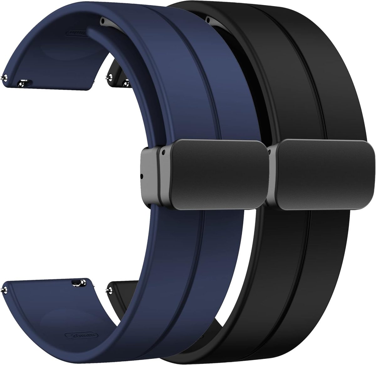 LEIXIUER 2 Pack 20mm Magnetic Strap for Samsung Galaxy Watch 6 40mm 44mm 43mm 47mm/5 Pro Band 45mm/Galaxy Watch 5 4 44mm 40mm/4 Classic 42mm 46mm Sport Silicone Strap with Magnetic Folding Buckle