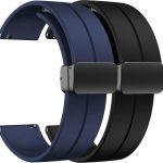 LEIXIUER 2 Pack 20mm Magnetic Strap for Samsung Galaxy Watch 6 40mm 44mm 43mm 47mm/5 Pro Band 45mm/Galaxy Watch 5 4 44mm 40mm/4 Classic 42mm 46mm Sport Silicone Strap with Magnetic Folding Buckle