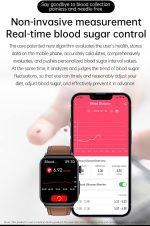 ⁦ساعة ذكية لقياس نسبة السكر في الدم من اومانا، ساعة رياضية رقمية لقياس ضغط الدم ودرجة حرارة الجسم، مقاومة للماء لتتبع اللياقة البدنية للرجال والنساء (اسود)⁩ - الصورة ⁦2⁩