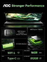 ⁦لابتوب العاب بمعالج AMD رايزن 7 5825U (8C/16T، حتى 4.3GHz)، شاشة FHD 16.1 انش مع كيبورد باضاءة خلفية، ذاكرة RAM 16GB 512GB NVMe SSD، واي فاي 6، HDMI 1.4، USB3.2، نوع C، بطارية 53Wh⁩ - الصورة ⁦6⁩