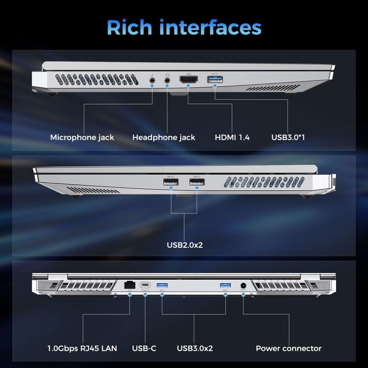 ⁦لابتوب العاب من توبغرو، شاشة 16 انش FHD 60Hz، كور i9-9980HK/ جيفورس GTX1650 (8C/16T، حتى 5.0Ghz)، لابتوب اعمال 32GB DDR4 RAM، 1TB PCIe3.0 SSD/HDMI/كاميرا ويب/كيبورد باضاءة خلفية/واي فاي 6/ويندوز 11⁩ - الصورة ⁦6⁩