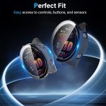 ⁦Haofun 2 Pieces Cover for Garmin Forerunner 570 47 mm/Forerunner 970 with 9H HD Ultra Tempered Glass Screen Protector, PC Protective Case, Full Protection – Black + Transparent⁩ - الصورة ⁦5⁩