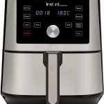 مقلاة هوائية فورتكس من انستانت، مصنوعة من الستانلس ستيل بسعة 5.7 لتر (6 كوارت)، 4 برامج طهي بلمسة واحدة وشاشة لمس رقمية، مع سلة مقلاة مربعة كبيرة مانعة للالتصاق، INP140306701GC