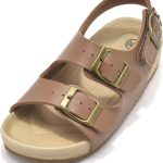 صندل للبنات والاولاد قابل للتعديل بابزيم مزدوج كاجوال مسطح مفتوح من الامام حذاء صيفي خفيف الوزن بحلقة خطاف للاطفال الصغار والكبار