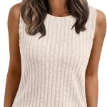 توب كات صيفي بيج للنساء من لبوي لوف®، بلايز بدون اكمام بلون بيج للنساء، قمصان تونيك صيفية انيقة اساسية ناعمة كاجوال عصرية للعطلات