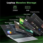 ⁦لابتوب العاب من افينكا، 15.6 انش، معالج N4000 8GB RAM 256GB SSD، لابتوب نوت بوك بشاشة 1920×1080، واي فاي 5 ميني HDMI، فتحة 180 زاوية، لابتوب للطلاب والاعمال⁩ - الصورة ⁦6⁩