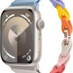 سوار سيليكون رفيع من اكس ام يو اكس اي متوافق مع ساعة ابل 40 ملم 41 ملم 42 ملم، سوار معصم رياضي ناعم بسلسلة دائرية لساعة اي ووتش اس اي/سلسلة 10/9/8/7/6/5/4 للنساء