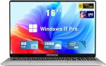لابتوب العاب 16 انش من فونيت، لابتوب 2025 ويندوز 11 برو، 8GB RAM 256GB SSD، معالج انتل الجيل 12 N95 (حتى 3.4GHz)، كيبورد باضاءة خلفية، فتح بصمة الاصبع، FHD 1920×1200
