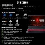 ⁦ايسر لابتوب العاب نيترو 5 الجيل 12 انتل كور i5-12500H / 16GB RAM / 512GB SSD / 4GB انفيديا جيفورس RTX 3050 Ti GPU / شاشة 15.6 انش FHD 144Hz IPS / ويندوز 11 هوم / اسود اوبسيديان وكيبورد انجليزي⁩ - الصورة ⁦6⁩