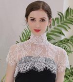 ⁦طوق مزيف متعدد الاستخدامات من قطعتين للنساء من تزويق، طبقة اساسية متعددة الوظائف وياقة مزخرفة للربيع والصيف، تصميم انيق وراقي من الدانتيل سهل الارتداء، مجموعة من قطعتين باللونين الابيض والاسود⁩ - الصورة ⁦3⁩