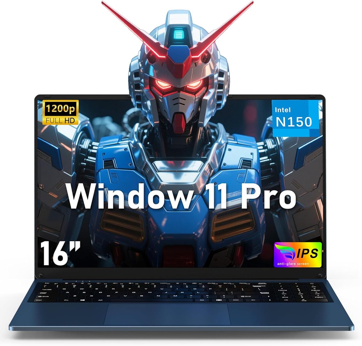 لابتوب العاب 16 انش 2025، 16GB RAM 1TB SSD، معالج N150 (حتى 3.6GHz)، FHD 1920×1200، فتح 180 درجة، اضاءة خلفية، BT4 WIFI5، ويندوز 11 برو، 6000mAh/46.2Wh، كحلي