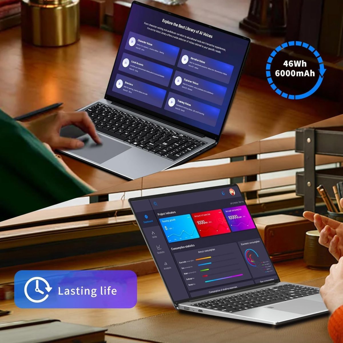 ⁦لابتوب العاب 16 انش، انتل سيليرون N100 (حتى 3.4GHZ) ويندوز 11 برو للالعاب 16GB 1TB SSD، لابتوب تقليدي، شاشة FHD 1920x1200، فتح بصمة الاصبع، كيبورد باضاءة خلفية، نتبوك⁩ - الصورة ⁦3⁩