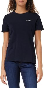 Tommy Hilfiger womens 1985 REG MINI CORP LOGO C-NK SS S/S Knit Tops