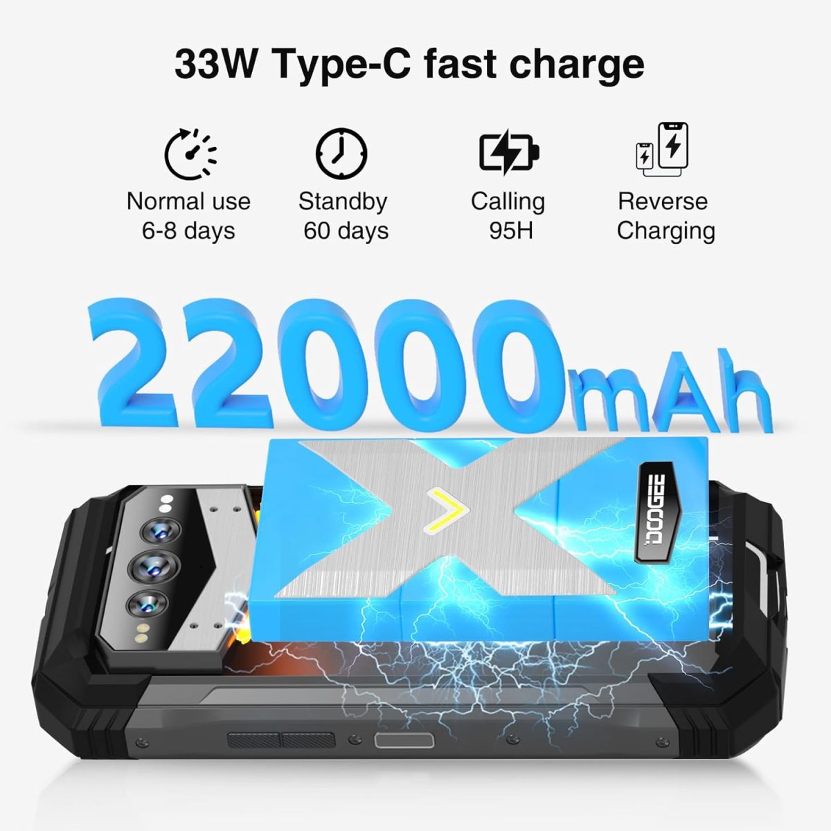 ⁦دوجي جوال في ماكس بلس (2024) 5G متين 22000mAh 36GB+512GB اندرويد 14، رؤية ليلية 200MP+32MP+20MP، شاشة IPS FHD+120Hz، مقاوم للماء IP68/IP69K، NFC/OTG⁩ - الصورة ⁦2⁩