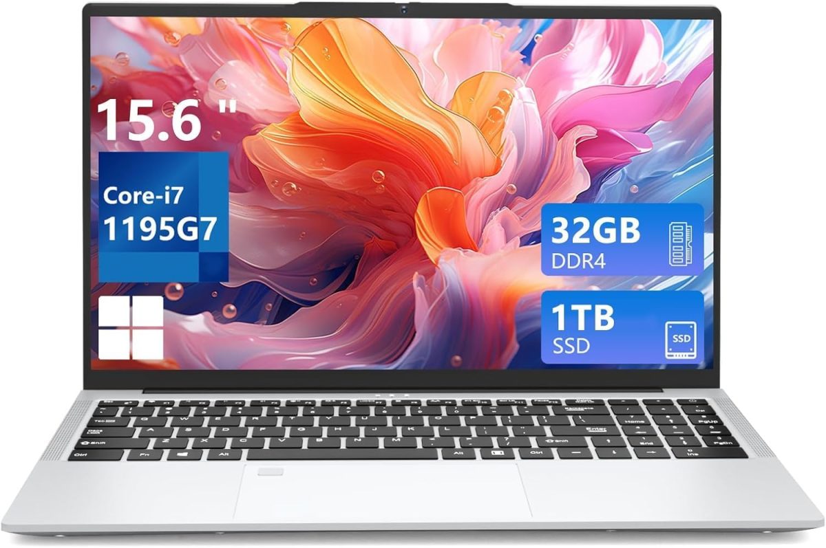 لابتوب العاب 2025 i7 1195G7 (بيت كور i7-1165G7/i7-1185G7)، لابتوب 15.6 انش، 32GB 1TB SSD، شاشة FHD 1920×1080، كيبورد باضاءة خلفية ببصمة الاصبع، كيبورد ار جيه 45 HDMI 180 فتحة زاوية