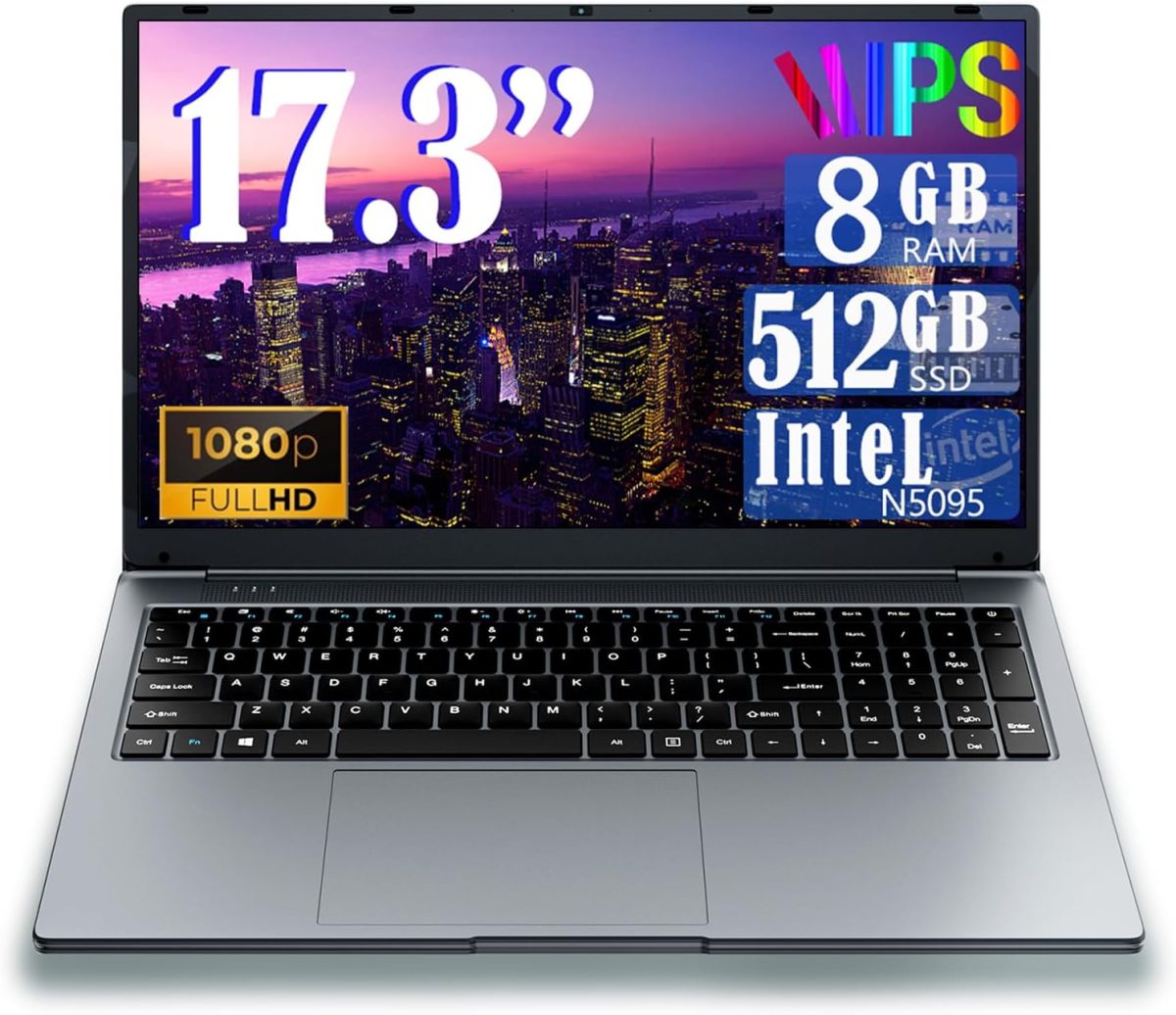 لابتوب ان بي في سي اكس اس دي 17 انش ويندوز 11.8GB RAM 512GB SSD معالج سيليرون رباعي النواة (حتى 2.9GHz)، شاشة IPS FHD مع منفذ نوع C وواي فاي وUSB 3.0