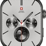 ساعة ذكية سويس ميليتري البس 3 بشاشة منحنية 1.97 انش اموليد، مكالمات بلوتوث، متعددة اللغات، تتبع اللياقة البدنية، شحن لاسلكي، بطارية 7 ايام، متوافقة مع iOS/Android، اطار وسوار معدني رمادي