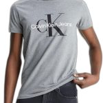 كالفين كلاين جينز تي شيرت بقصة ضيقة للرجال مونوغرام، مقاس S