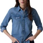 OVS قميص جينز غربي بجيوب للنساء