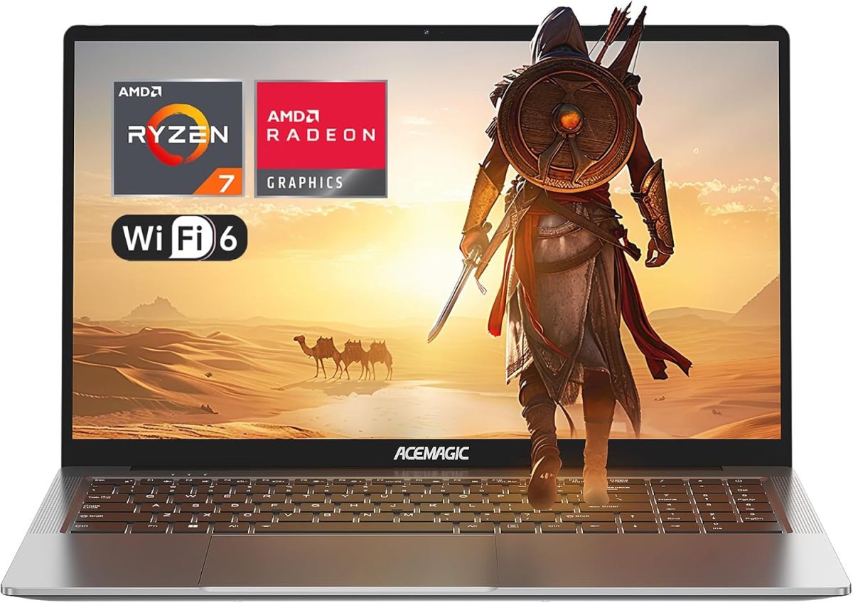لابتوب العاب من ايس ماجيك مع حافظة معدنية واضاءة خلفية AMD رايزن 7 5700U (8C/16T حتى 4.3GHz) لنوت بوك الالعاب، 16.1 انش FHD، 16GB DDR4.512GB M.2 SSD، واي فاي 6، BT5.2، HDMI (رمادي)
