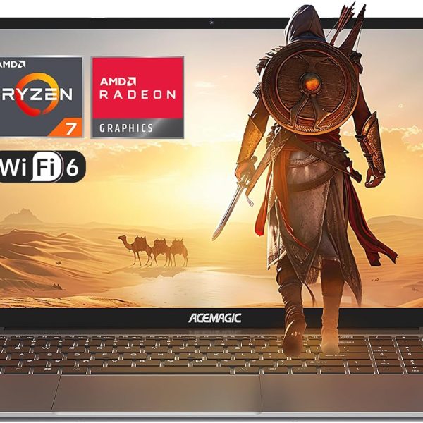 لابتوب العاب من ايس ماجيك مع حافظة معدنية واضاءة خلفية AMD رايزن 7 5700U (8C/16T حتى 4.3GHz) لنوت بوك الالعاب، 16.1 انش FHD، 16GB DDR4.512GB M.2 SSD، واي فاي 6، BT5.2، HDMI (رمادي)