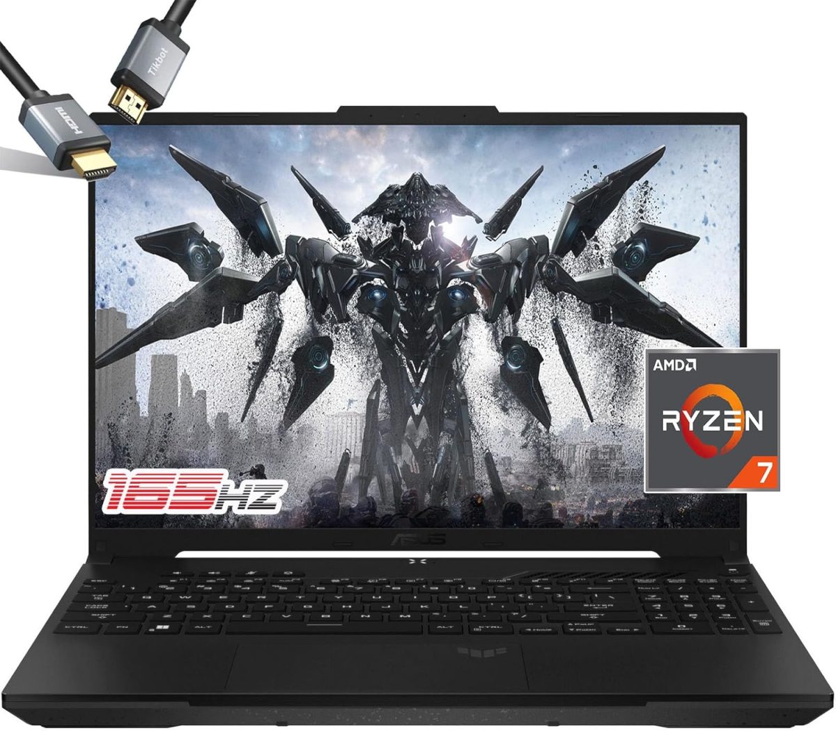 اسس لابتوب العاب تي يو اف A16 - AMD رايزن 7 7735HS - RX7700S بيت RTX 3060-16 WUXGA 165Hz - كيبورد باضاءة خلفية RGB - ثاندربولت 4 - كاميرا ويب - كيبل HDMI - 2024 (32GB RAM | 2TB PCIe SSD)