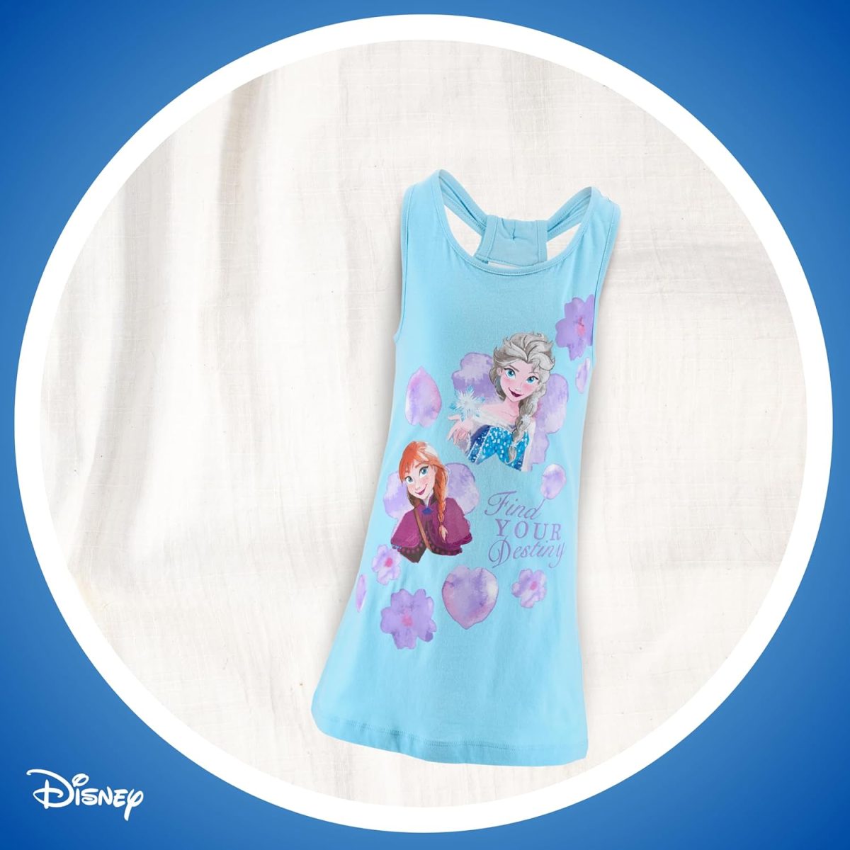 ⁦Disney Frozen Girls' Short Sleeve Dress Made of Soft Cotton with Elsa and Anna Motif, Sizes 4 to 8 Years⁩ - الصورة ⁦4⁩