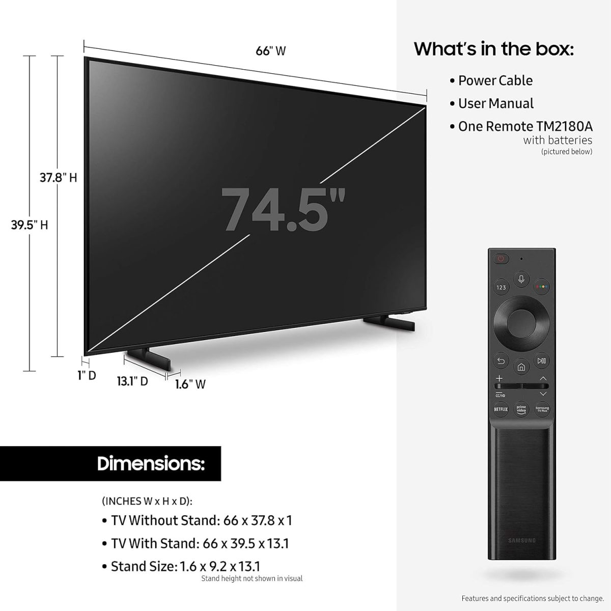 ⁦سامسونج تلفزيون سمارت 75 بوصة كريستال UHD سلسلة AU8000 - 4K UHD HDR - 2021 - 75AU8000 - اصدار عالمي (مجدد)⁩ - الصورة ⁦5⁩