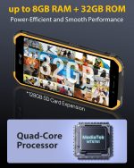 ⁦يوليفون هاتف ذكي متين ارمور X6 برو غير مقفل، 8GB 32GB، تمديد 128GB، اندرويد 12، شاشة قوية 5 انش، كاميرا مقاومة للماء 13MP، ان اف سي، 4000mAh، التعرف على الوجه، او تي جي، اصدار المملكة المتحدة، برتقالي⁩ - الصورة ⁦4⁩