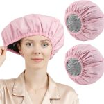 يزدجيزد غطاء حراري للترطيب العميق مصنوع من رقائق الالومنيوم للاستخدام في المنزل وصالونات التجميل، ادوات صبغ الشعر ومعالجة الزيت الساخن، قطعتين (بينك)