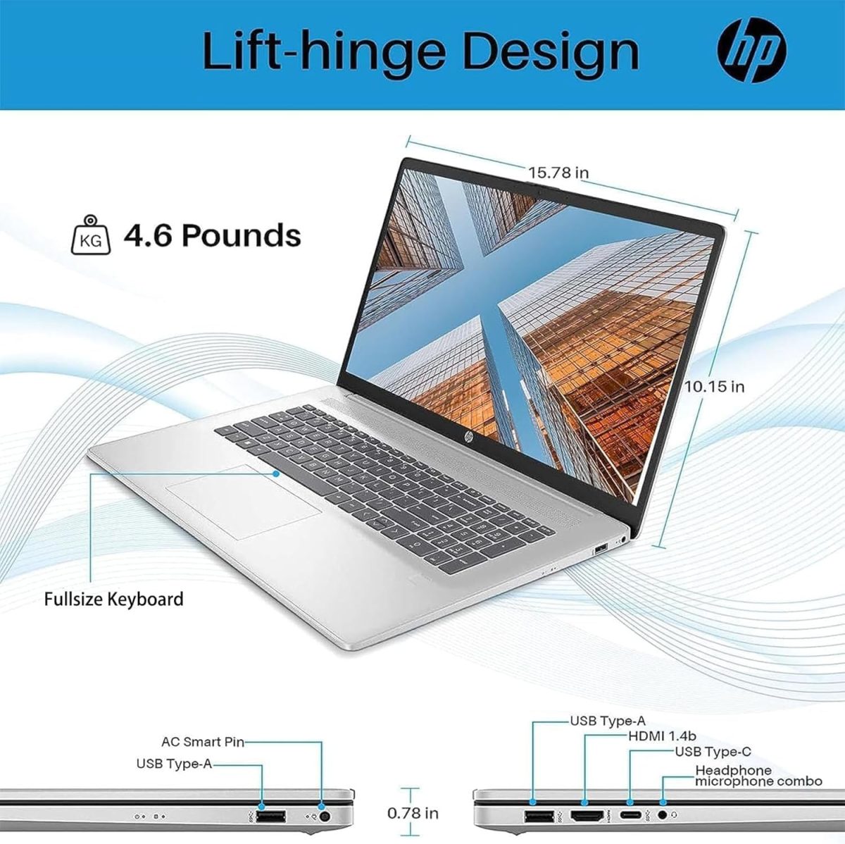 ⁦HP لابتوب بشاشة لمس 17 انش بالذكاء الاصطناعي بمعالج انتل i7-150U 10 كور بيت i7-1355U وكيبورد باضاءة خلفية وويندوز 11 واوفيس 365 لمدة عام وكلية العمل (64GB RAM و2TB PCIe SSD)⁩ - الصورة ⁦7⁩