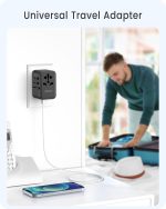 ⁦لانسينت شاحن سفر عالمي جان III بقدرة 65 واط مع منفذين USB و3 محول شحن سريع USB-C بي دي، شاحن حائط عالمي لايفون والتابلت واللابتوب نوع A/C/G/I (USA/UK/EU/AUS)⁩ - الصورة ⁦6⁩