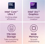 ⁦لينوفو لابتوب سليم 7i - 2025 - خفيف الوزن - شاشة لمس WUXGA 14 انش - ذاكرة 16 جيجا - تخزين 1 تيرابايت - كور الترا 7 - ويندوز 11 برو - رمادي لونا⁩ - الصورة ⁦2⁩